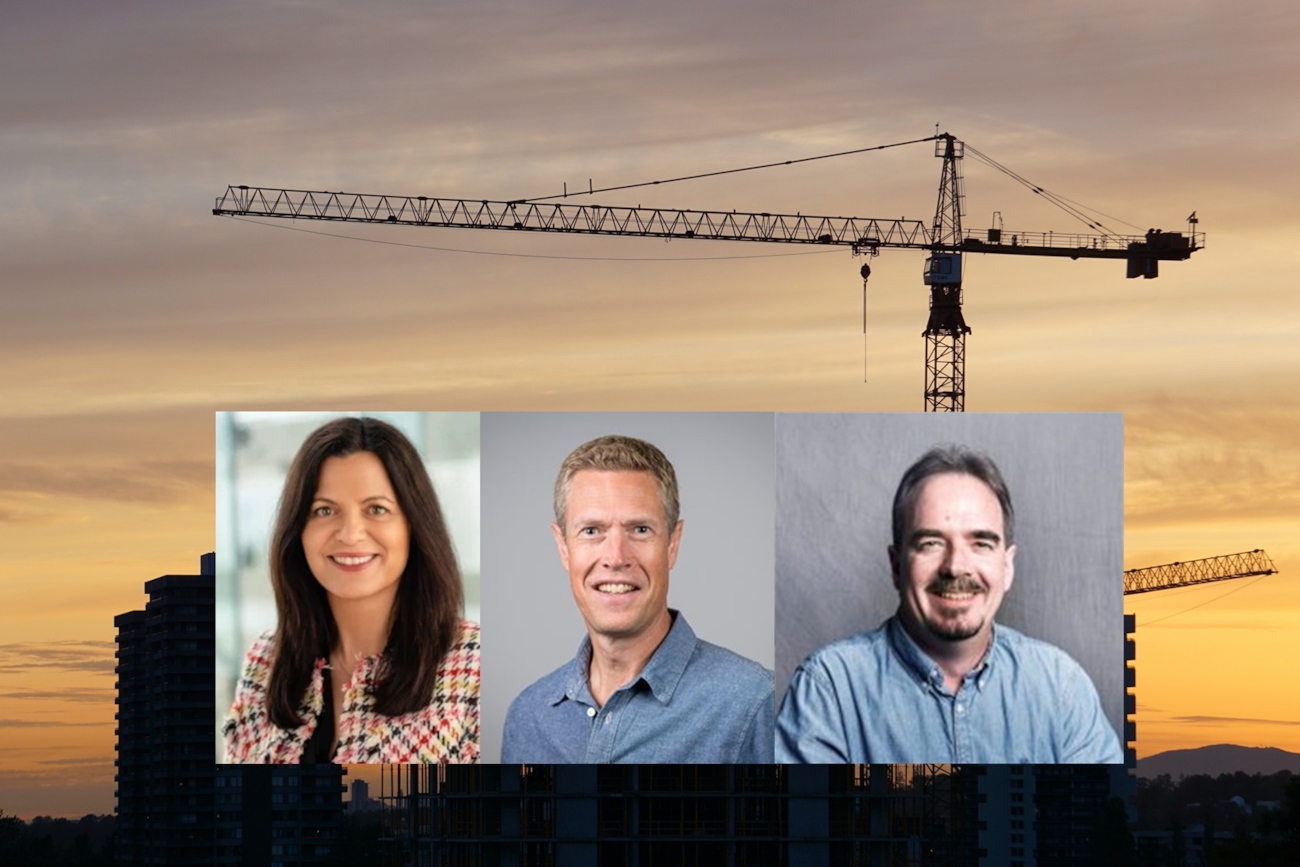 Bilde av Nina Solli, NHO Byggenæringen, Christian Justnes, Fellesforbundet og Brede Edvartsen, Norsk Arbeidsmandsforbund. 